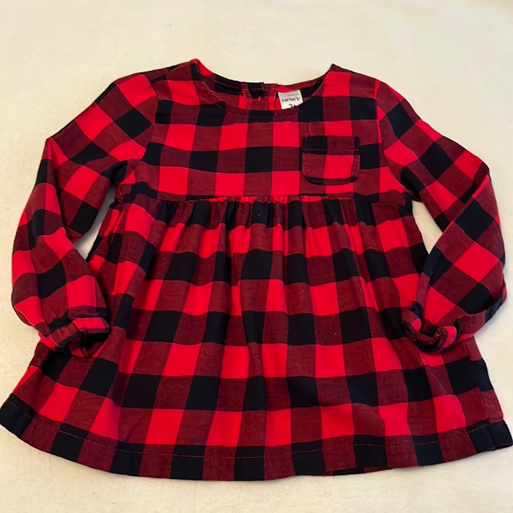 Carters 3T buffalo print flannel dress